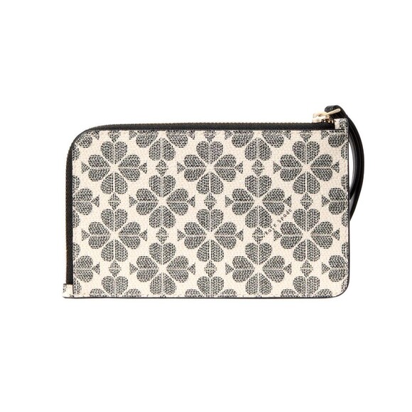 New Kate Spade Lucy Spade Flower Small L-Zip Wristlet Black Multi - Picture 2 of 3